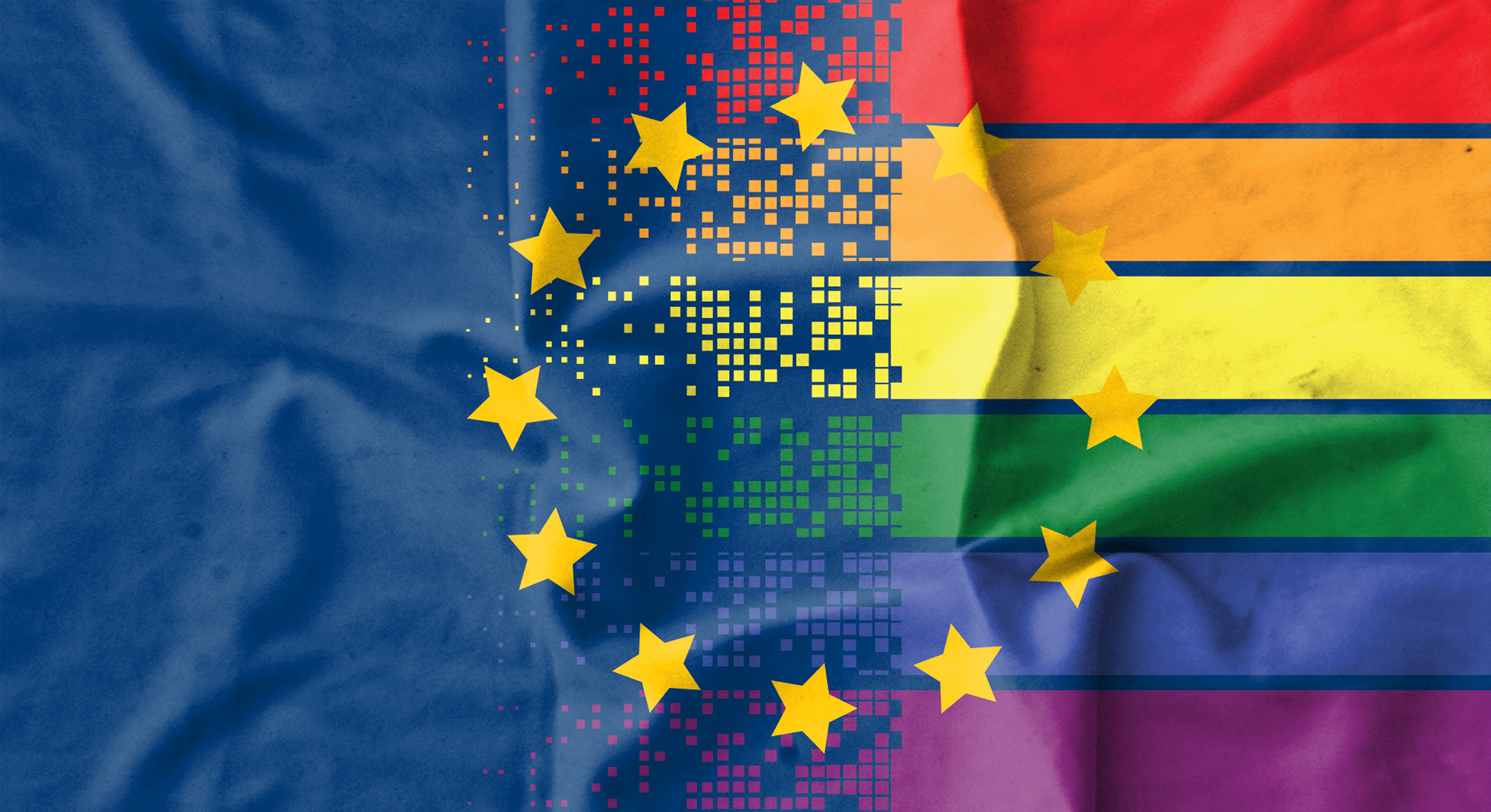 EU LGBTQ2S+ Flagge Regenbogen Offen